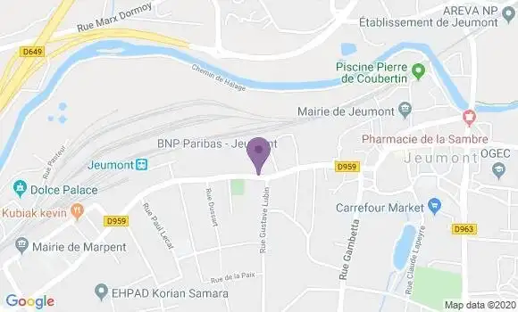 Localisation BNP Paribas Agence de Jeumont