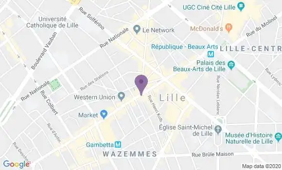 Localisation BNP Paribas Agence de Lille Gambetta