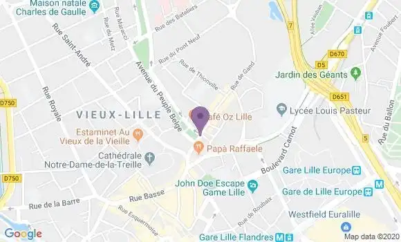 Localisation BNP Paribas Agence de Lille Lion d