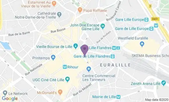 Localisation BNP Paribas Agence de Lille Opéra