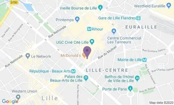 Localisation BNP Paribas Agence de Lille République
