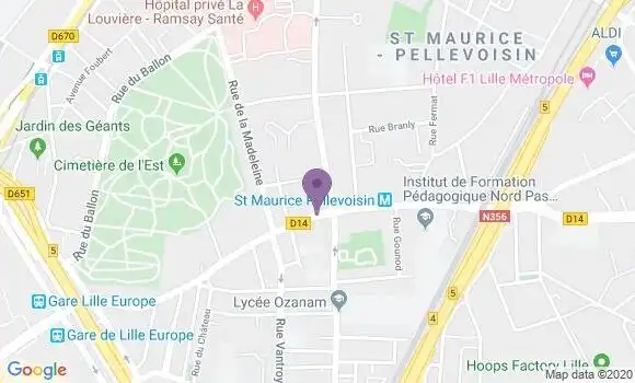 Localisation BNP Paribas Agence de Lille Saint Maurice