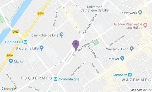 Localisation BNP Paribas Agence de Lille Vauban