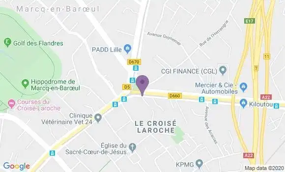 Localisation BNP Paribas Agence de Marcq en Baroeul