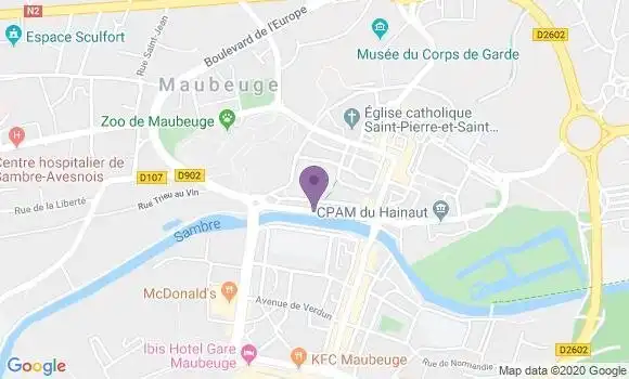 Localisation BNP Paribas Agence de Maubeuge
