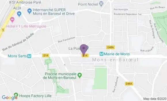 Localisation BNP Paribas Agence de Mons en Baroeul