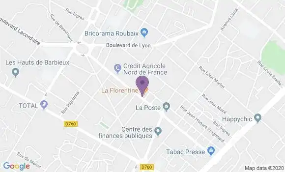 Localisation BNP Paribas Agence de Roubaix Avenue Delory