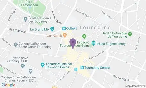 Localisation BNP Paribas Agence de Tourcoing