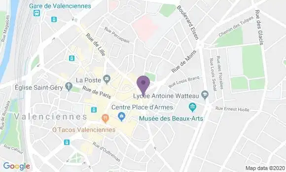 Localisation BNP Paribas Agence de Valenciennes