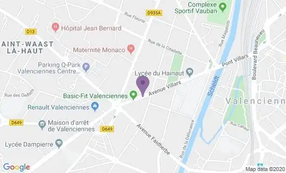 Localisation BNP Paribas Agence de Valenciennes Villars