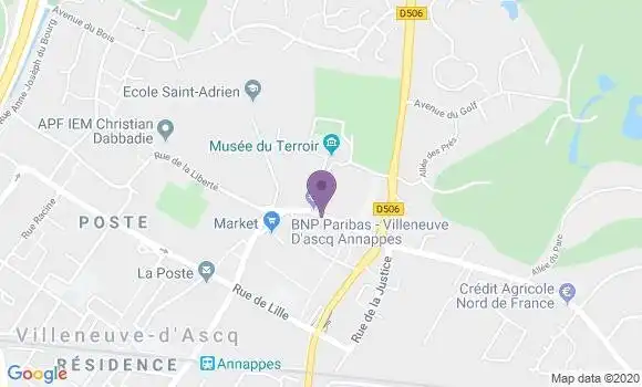 Localisation BNP Paribas Agence de Villeneuve d