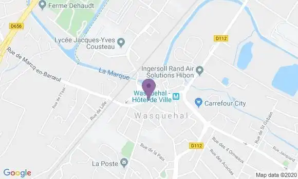 Localisation BNP Paribas Agence de Wasquehal Hôtel de Ville