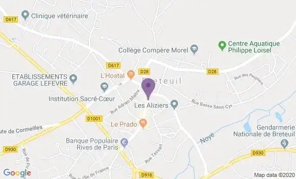 Localisation BNP Paribas Agence de Breteuil sur Noye