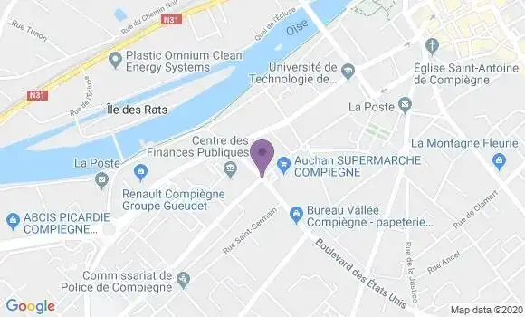 Localisation BNP Paribas Agence de Compiègne Université