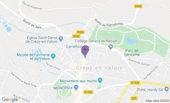 Localisation BNP Paribas Agence de Crépy en Valois
