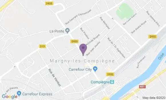 Localisation BNP Paribas Agence de Margny lès Compiègne