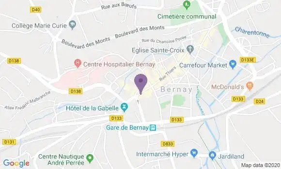 Localisation BNP Paribas Agence de Bernay de l