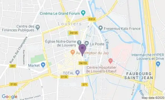 Localisation BNP Paribas Agence de Louviers