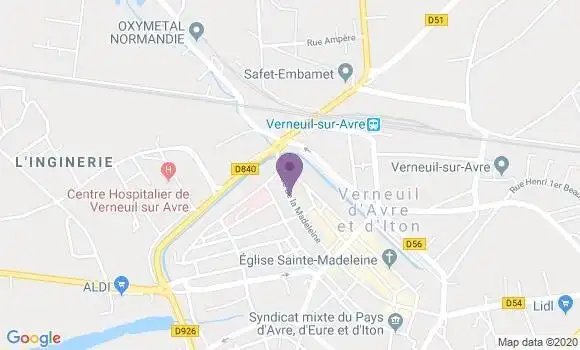 Localisation BNP Paribas Agence de Verneuil sur Avre