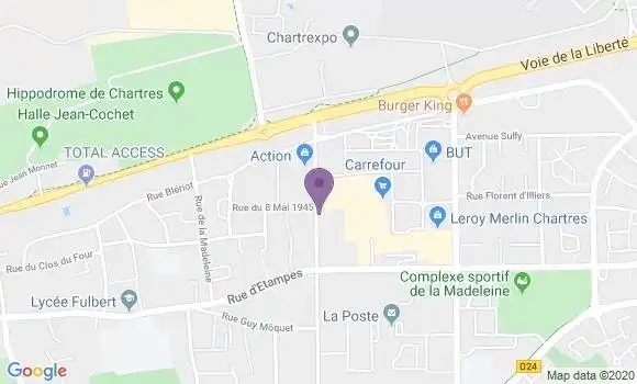 Localisation BNP Paribas Agence de Chartres la Madeleine