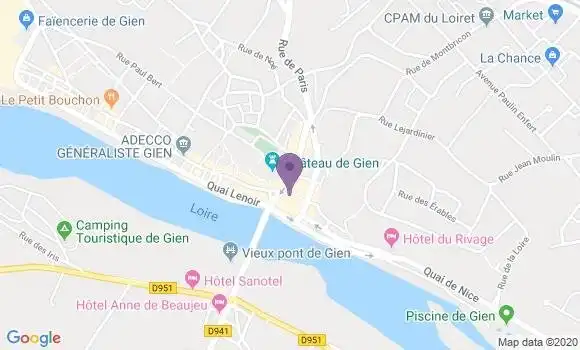 Localisation BNP Paribas Agence de Gien