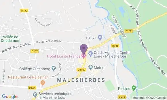 Localisation BNP Paribas Agence de Malesherbes