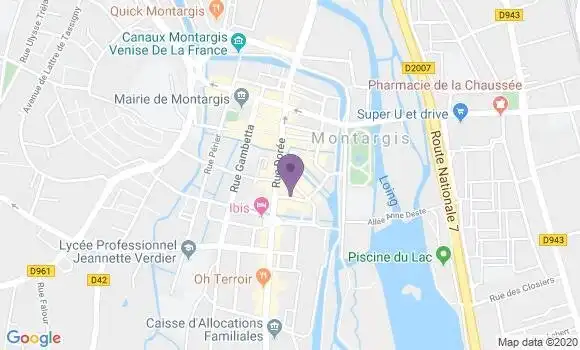 Localisation BNP Paribas Agence de Montargis