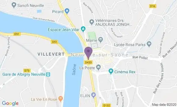 Localisation LCL Agence de Neuville sur Saône
