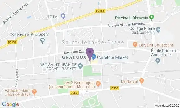 Localisation BNP Paribas Agence de Saint Jean de Braye