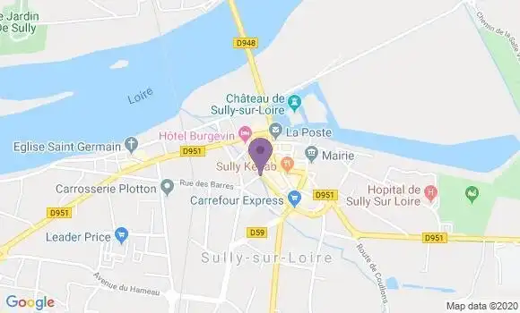 Localisation BNP Paribas Agence de Sully sur Loire