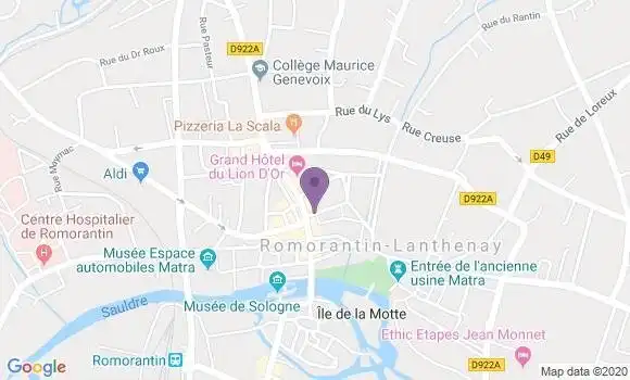 Localisation BNP Paribas Agence de Romorantin Lanthenay