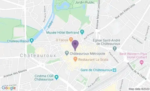 Localisation BNP Paribas Agence de Châteauroux