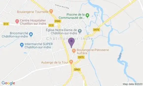 Localisation BNP Paribas Agence de Châtillon sur Indre