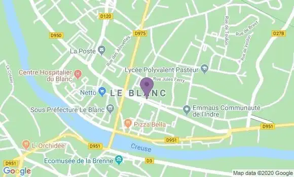 Localisation BNP Paribas Agence de Le Blanc