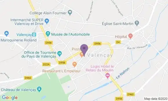 Localisation BNP Paribas Agence de Valencay