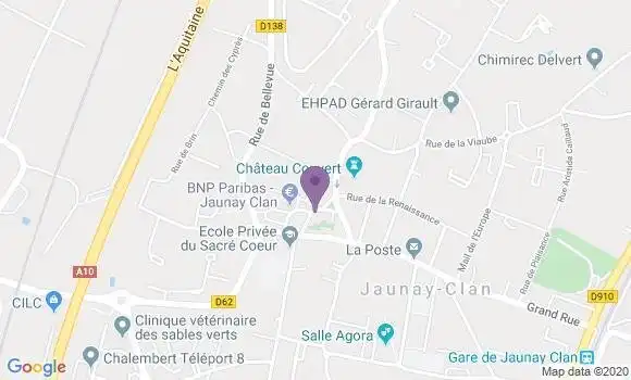 Localisation BNP Paribas Agence de Jaunay Clan