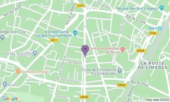 Localisation BNP Paribas Agence de Niort Saint Jean