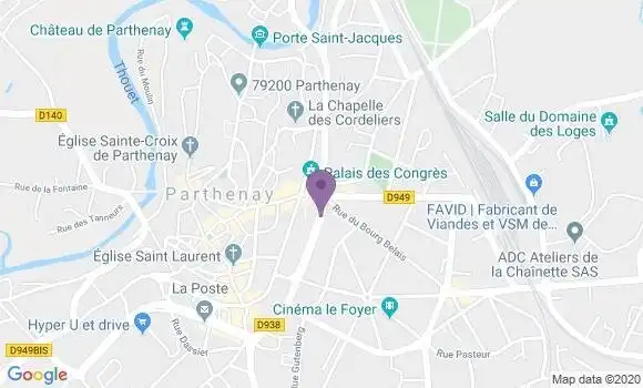 Localisation BNP Paribas Agence de Parthenay