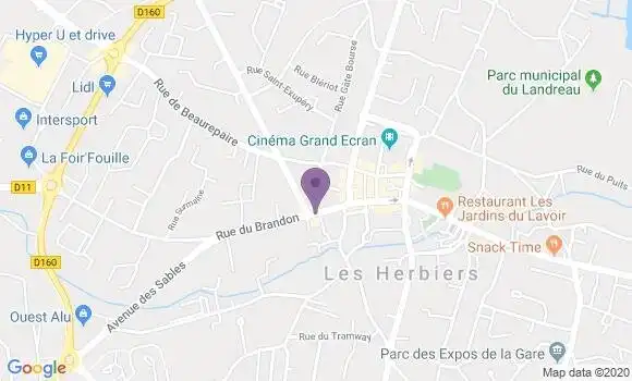 Localisation BNP Paribas Agence de Les Herbiers