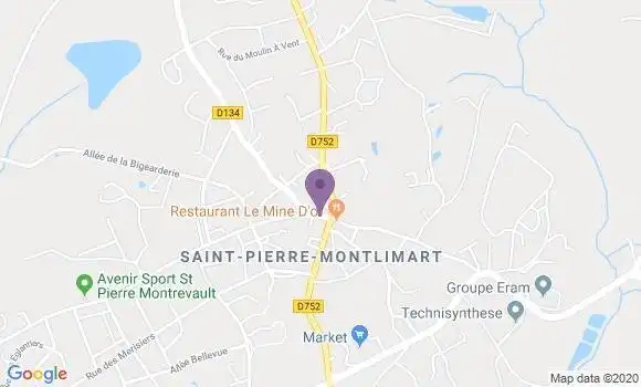 Localisation BNP Paribas Agence de Saint Pierre Montlimart