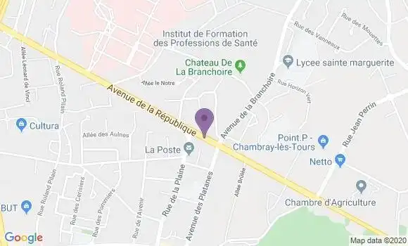Localisation BNP Paribas Agence de Chambray lès Tours