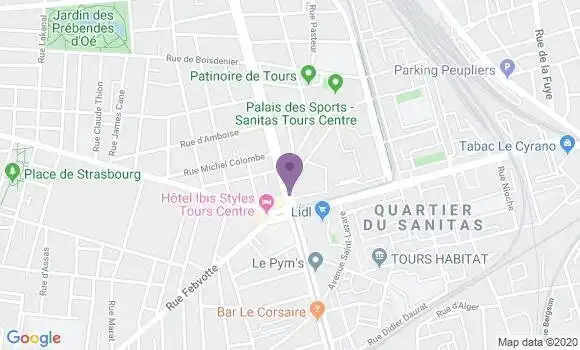 Localisation BNP Paribas Agence de Tours Grammont