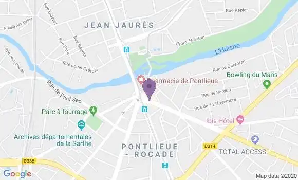 Localisation BNP Paribas Agence de Le Mans Pontlieue