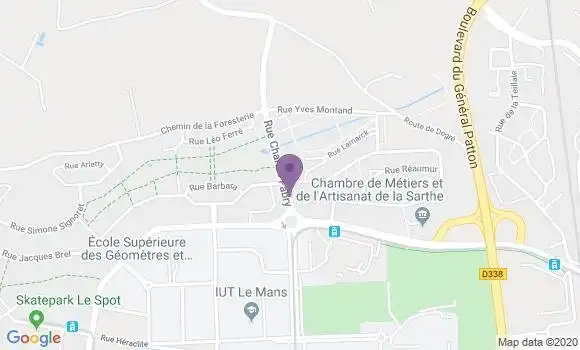 Localisation BNP Paribas Agence de Le Mans Université