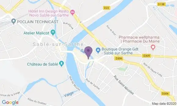 Localisation BNP Paribas Agence de Sable sur Sarthe
