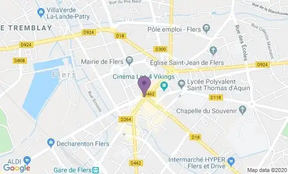 Localisation BNP Paribas Agence de Flers de l