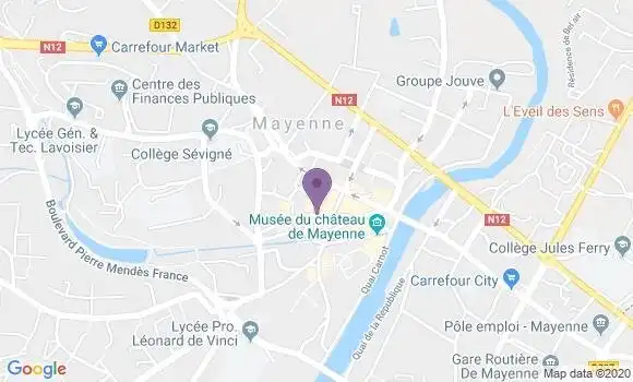 Localisation BNP Paribas Agence de Mayenne