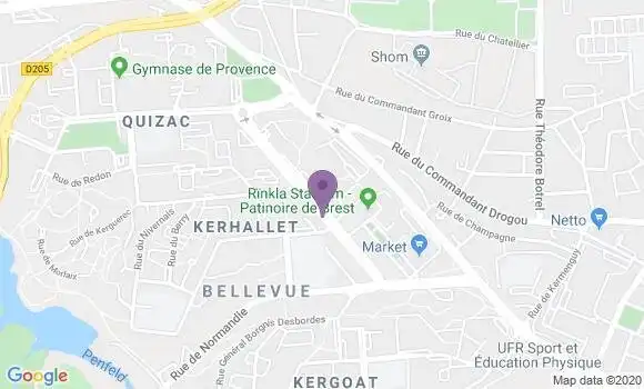 Localisation BNP Paribas Agence de Brest Bellevue