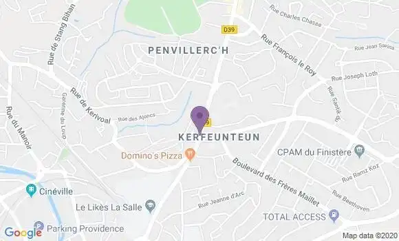 Localisation BNP Paribas Agence de Quimper Kerfeunteun