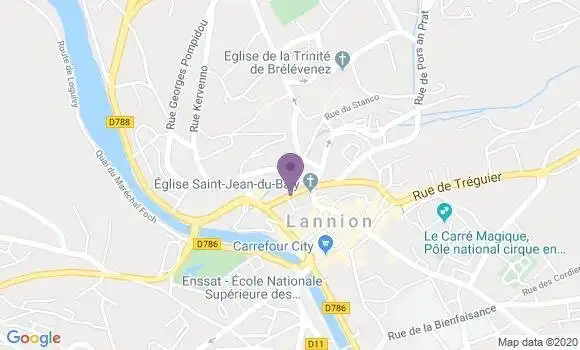 Localisation BNP Paribas Agence de Lannion